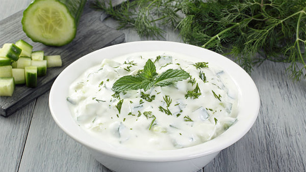 Cacık / Diced Cucumber Garlic and Mint in Yoghurt